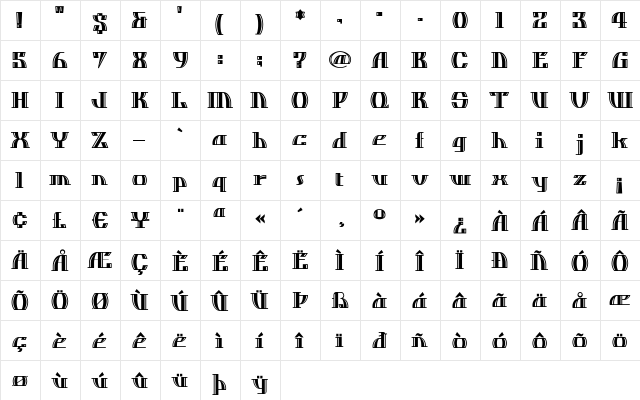 DosEquis Regular  glyph index