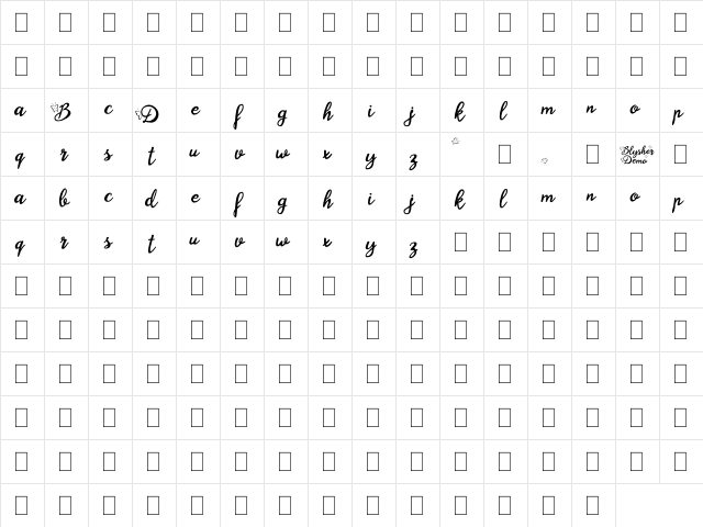 Blysher Demo  glyph index