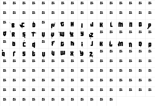 FT 3 the hard way RMXwhippedDEM Regular  glyph index