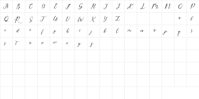 Rembrants Regular  glyph index