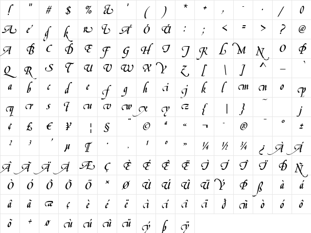 Livorno-Alt Regular  glyph index