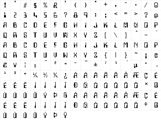 Lazenby Computer Liquid  glyph index