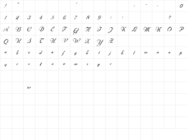 Church 3 Plain Italic  glyph index