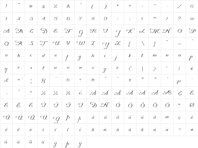 Promocyja Regular  glyph index