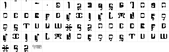 1905 Regular  glyph index