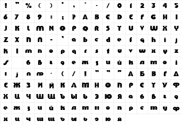 Collins Normal  glyph index