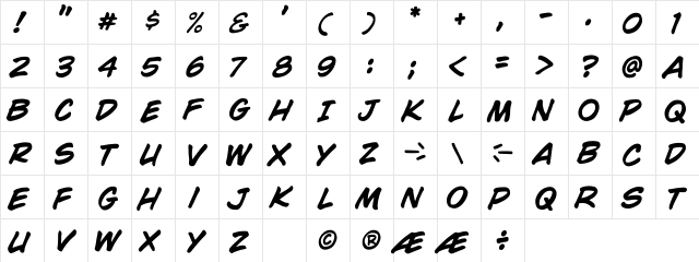 CCWildWords BoldItalic  glyph index