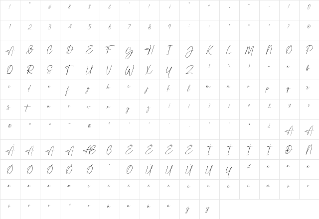 La Beauties Regular  glyph index