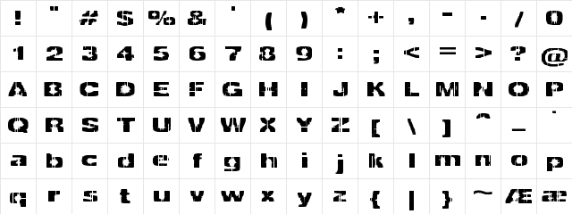 Decrepit BRK Regular  glyph index