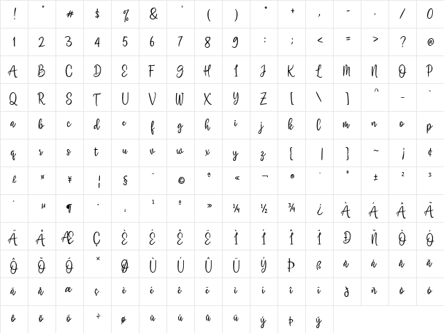 Good Creame Regular  glyph index