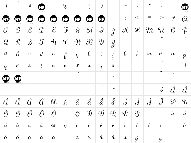 Diamond Dust Regular  glyph index