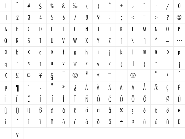 KudosLightCondSSK Regular  glyph index