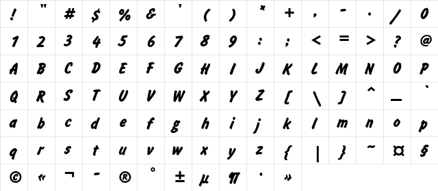 InformC Bold  glyph index
