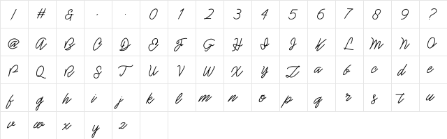 Belinda Regular  glyph index