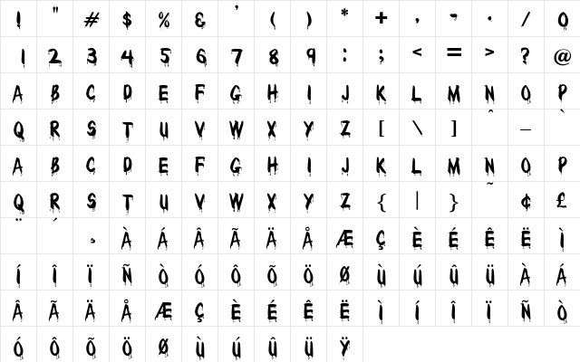 OPTIDracula Medium  glyph index