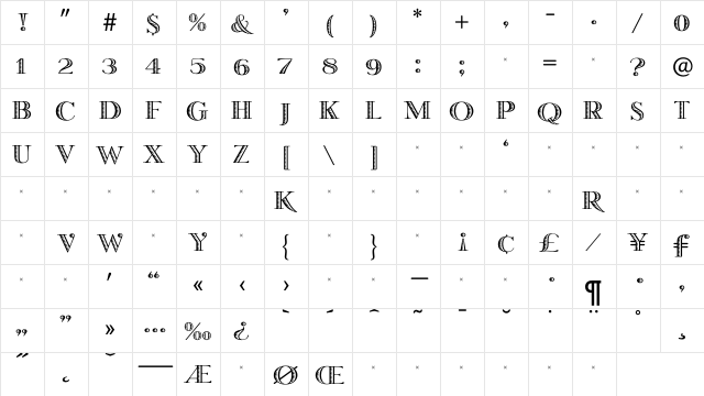 Honduras Regular  glyph index