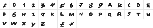 DirtyCoal Regular  glyph index