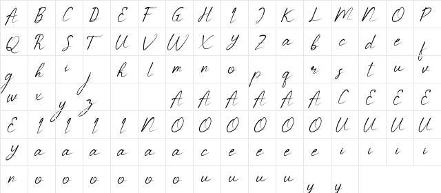 Barnetta Demo Regular  glyph index