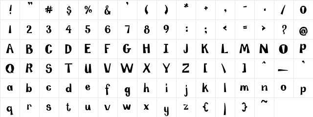 PC Keyhole Regular  glyph index
