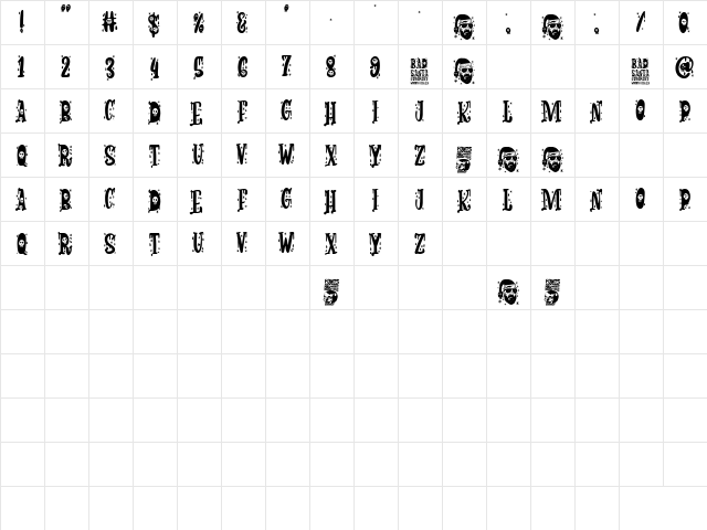Bad Santa Company Regular  glyph index