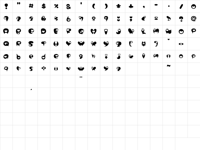 purimonyorori2 Regular  glyph index