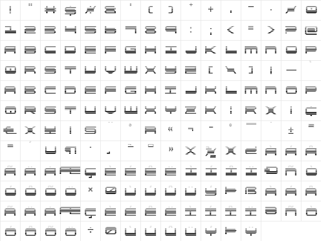 QuickGear Gradient Regular  glyph index