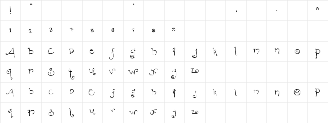 SBC Zany SBC Zany  glyph index