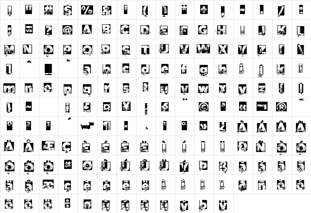C.A. Garrutas Regular  glyph index