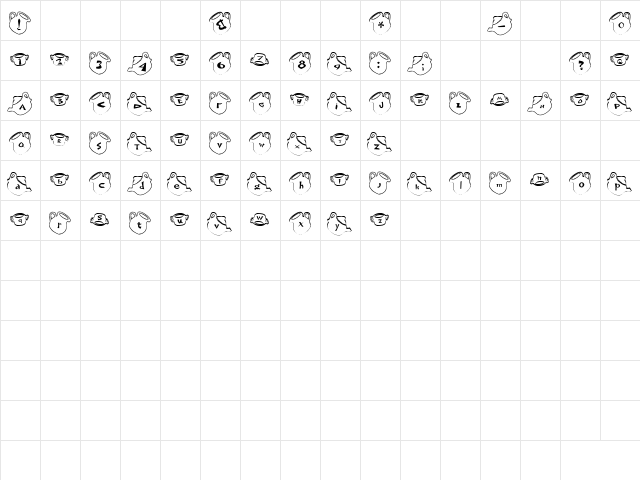 cup Font Regular  glyph index