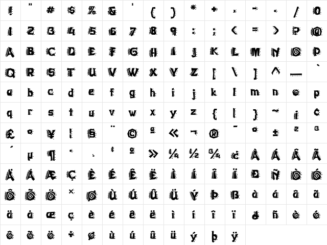 WhassisICG Regular  glyph index