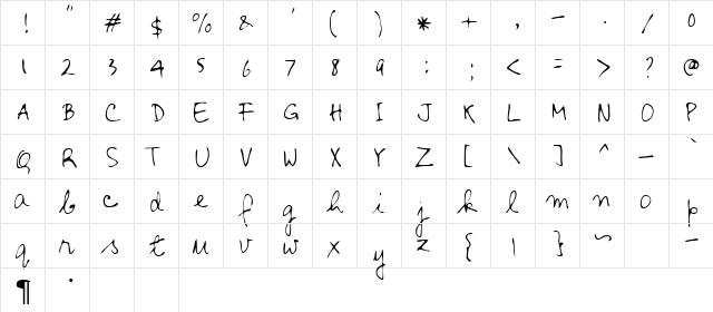 Aljo Regular  glyph index