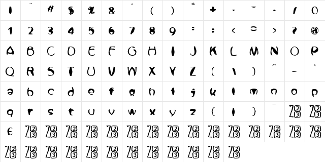 Zone23_FishEye Normal  glyph index
