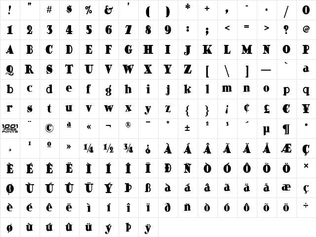 Ding Dong Daddyo NF Regular  glyph index