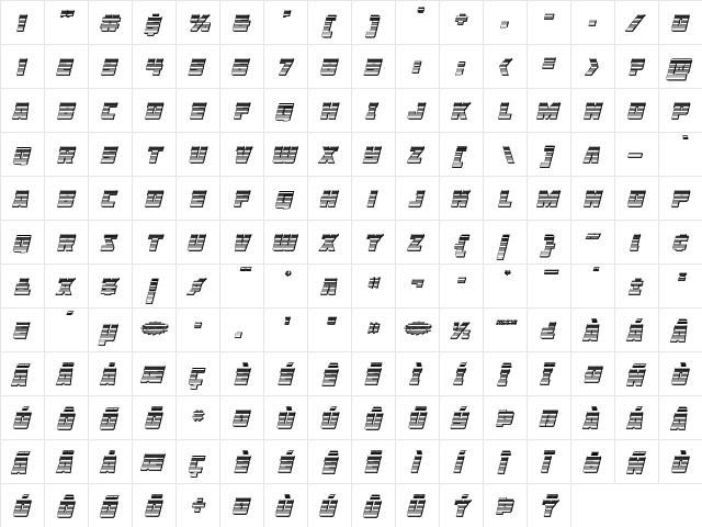 Liberty Legion Chrome Italic Italic  glyph index