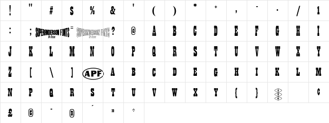 Anderson Thunderbirds Are GO! Regular  glyph index