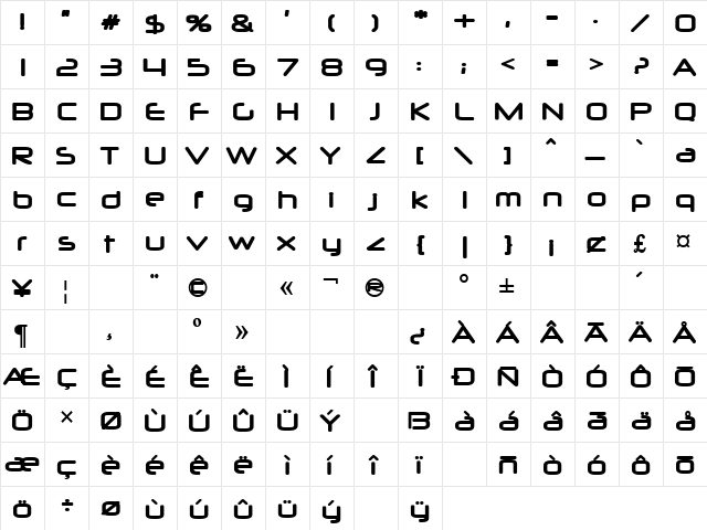 Neuropol Bold  glyph index