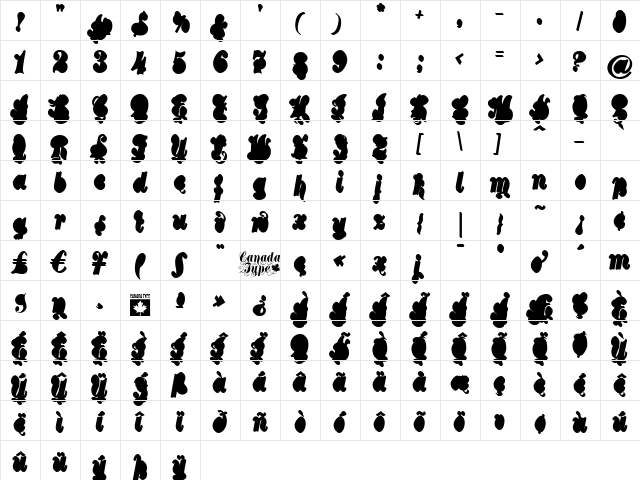 Treasury System BB Regular  glyph index