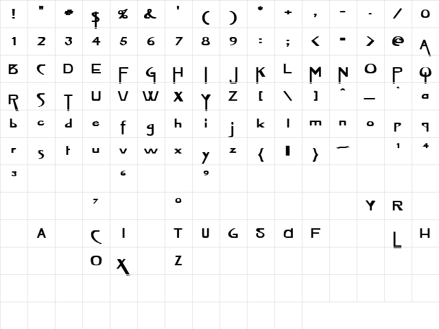 Witty Woman 2 Regular  glyph index