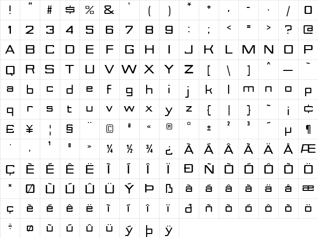 Nesobrite Semi-Expanded Black  glyph index