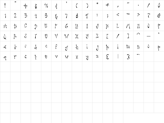 KF Spritz Regular  glyph index