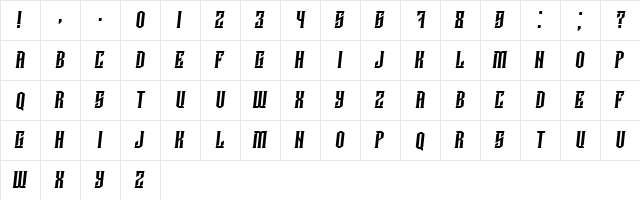 Damages Italic  glyph index