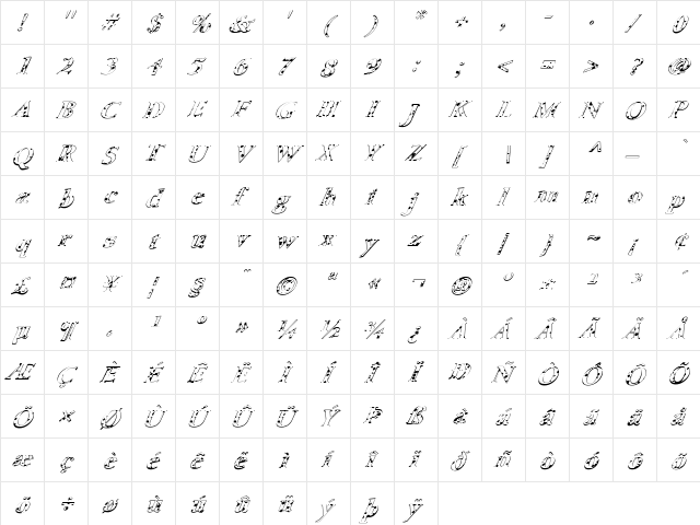 FZ ROMAN 24 SPOTTED ITALIC Normal  glyph index