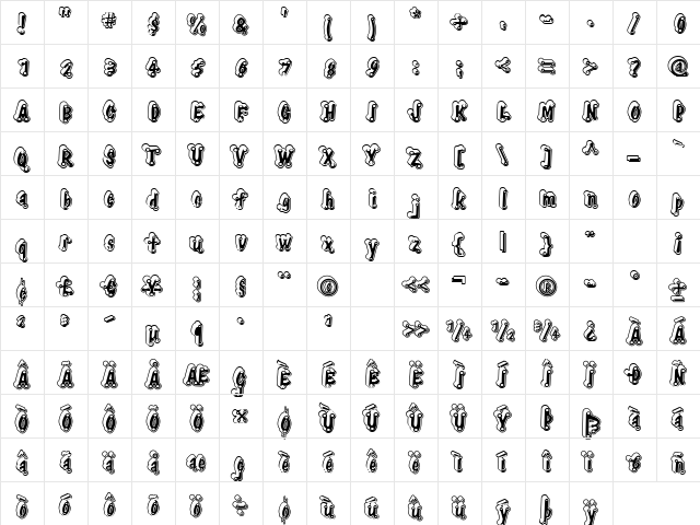 ElliottsTyphpoidMThrDDark Regular  glyph index
