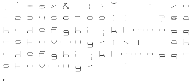 new Font Regular  glyph index