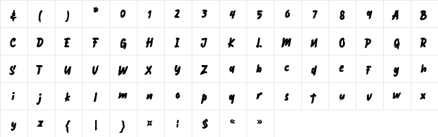 Skybrush Regular  glyph index