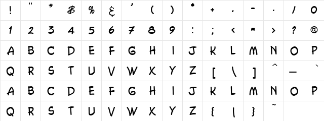 Critters 2 Regular  glyph index