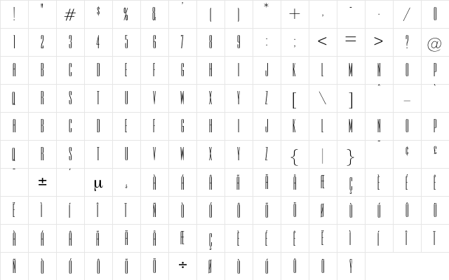 Commonwealth Regular  glyph index