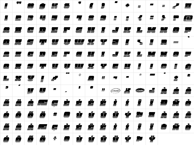 Kittrick Halftone Italic Italic  glyph index