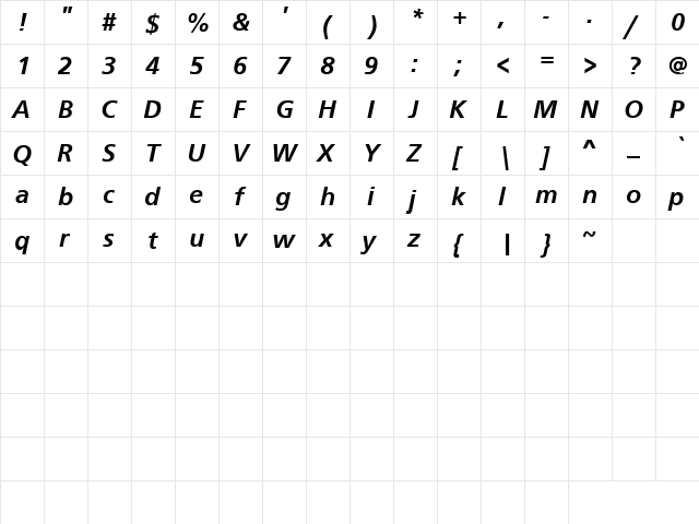 Four Sticks 8 Regular  glyph index