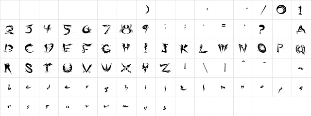 Jumble Dude Regular  glyph index
